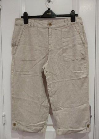 Image 1 of Mantaray MTY Crosshatch Linen Blend Trousers UK 12 Cropped