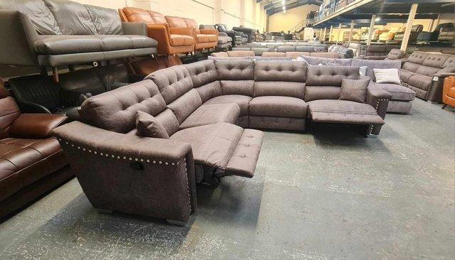 Image 8 of La-z-boy Hollywood brown fabric manual recliner corner sofa
