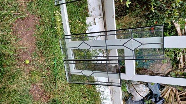 Image 2 of White UPVC Entrance Door Frame complete with lattice glass