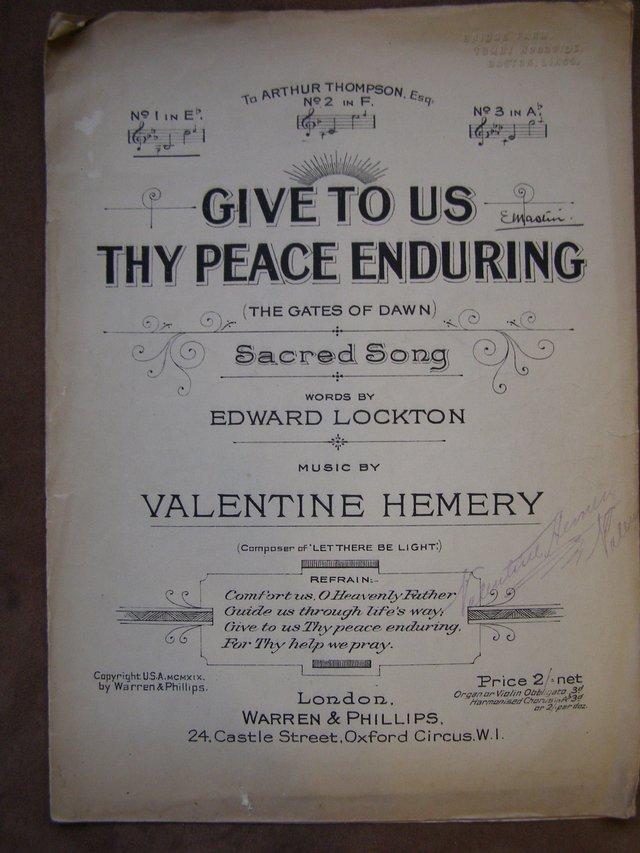Preview of the first image of Give to us thy peace enduring - Lockton / Hemery.
