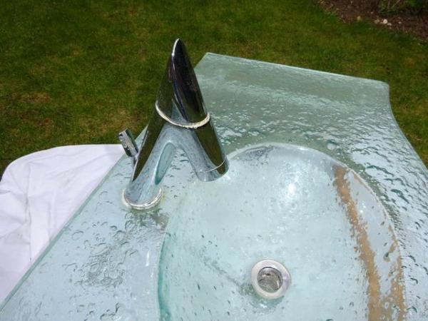 Image 2 of Superb designer glass bathroom basin/sink with Bongio tap