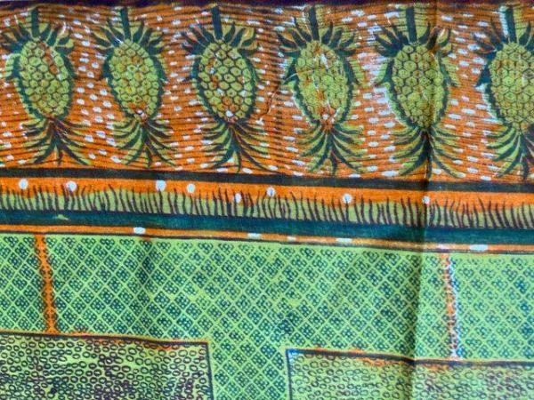 Image 2 of Cotton Material from Nigeria with large pineapple design. Fo