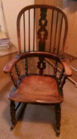 Image 1 of English Windsor Period Farmhouse Rocking Chair