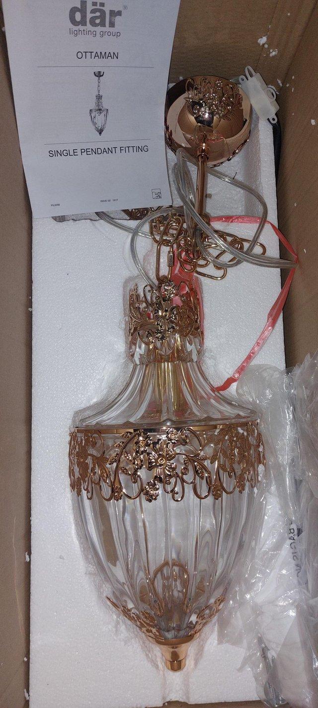 Preview of the first image of Pendant Ceiling light, Ottoman style Glass & French Gold.