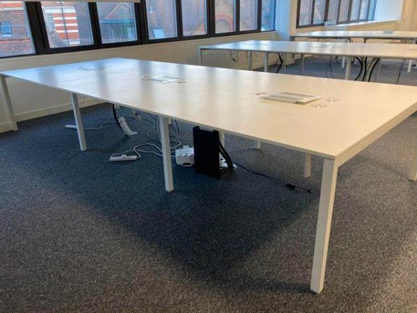 Image 2 of 8 white 6-pod/bench/hot desk office business desk/tables