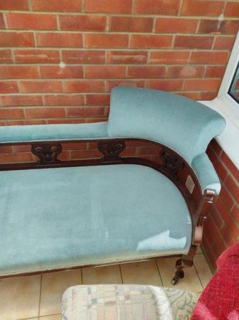 Image 2 of Period Chaise Lounge teal upholstery