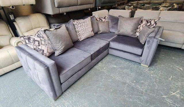 Image 4 of Titan corner sofa in Festival Steel/Grey Mix fabric