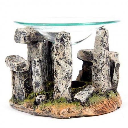 Image 3 of Mystical Stonehenge Design Oil Burner with Glass Dish.