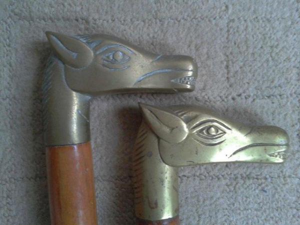 Image 3 of Brass Horse head walking cane, choice of 3