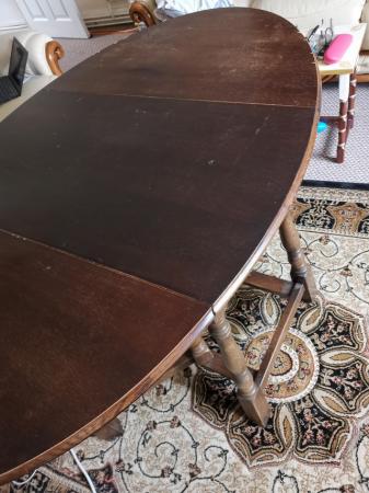 Image 1 of Mahogany drop leaf dining table & 4 chairs