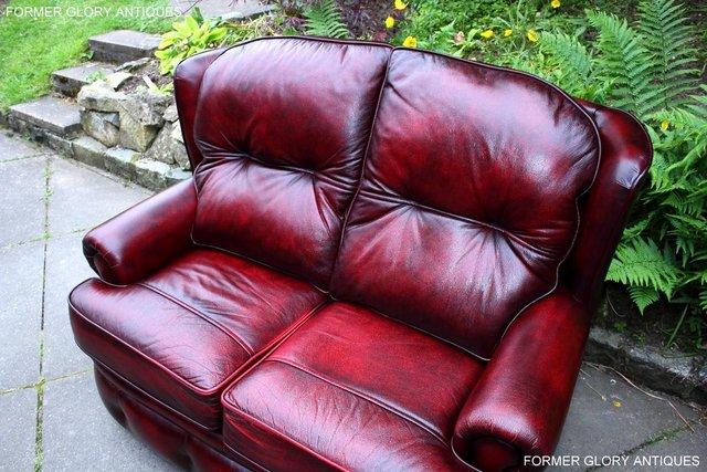 Image 52 of SAXON OXBLOOD RED LEATHER CHESTERFIELD SETTEE SOFA ARMCHAIR