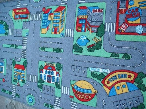 Image 3 of Children's Play Mat - Town City Car Roads Rug.