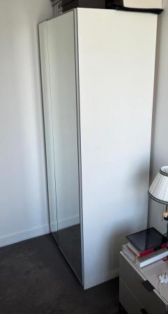 Image 1 of IKEA Pax Wardrobe with Double Mirror Doors and Mesh Baskets