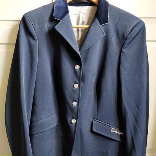 Preview of the first image of Ladies Cavallo Competition Jacket. Size 16. Navy with Crysta.