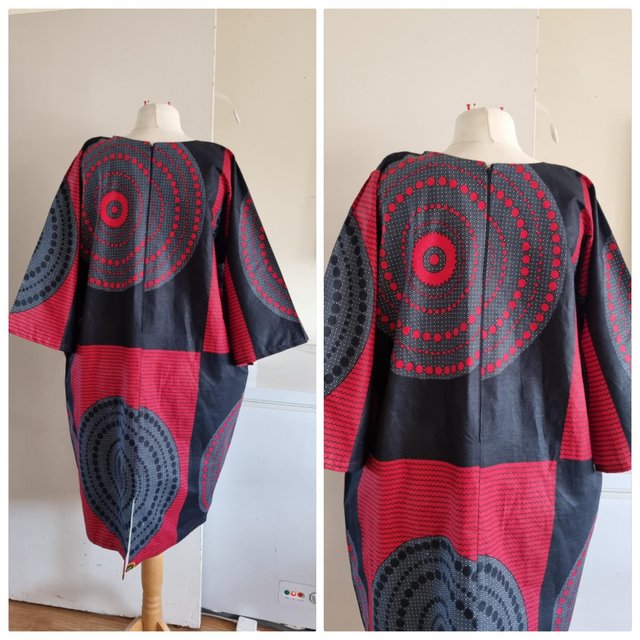 Preview of the first image of Ankara Handmade Beautiful Black and Red Dress.