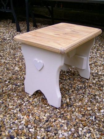 Image 3 of Wooden pine heart stool with natural top