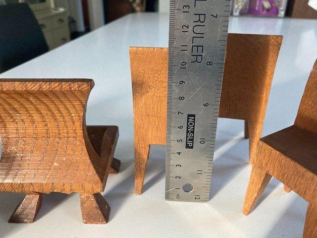 Preview of the first image of 5 Miniature Wooden Chairs - Vintage.
