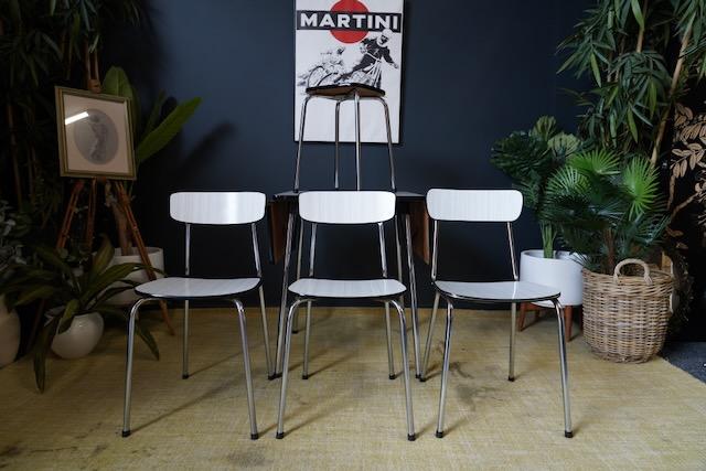 Image 3 of Mid C. Belgium TAVO Dining Set Chairs / Stool 1950s Formica