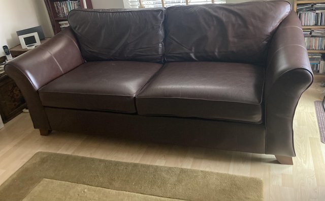 Image 3 of M&S Abbey brown leather 3 seater sofa
