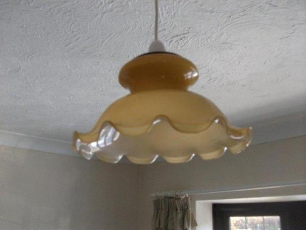 Image 1 of Ceiling Lamp Shades. Glass. Three available. Two yellow one