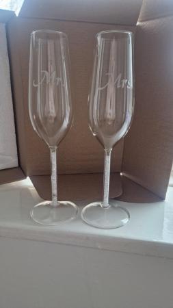 Image 1 of Wedding champagne flutes mr and mrs