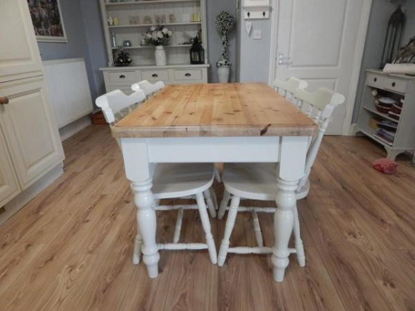 Image 7 of Vintage Pine Kitchen / Dining table & 4 chairs