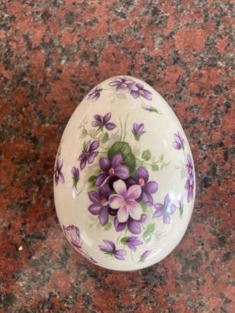 Image 3 of Aynsley wild violets fine English bone china egg shaped dish