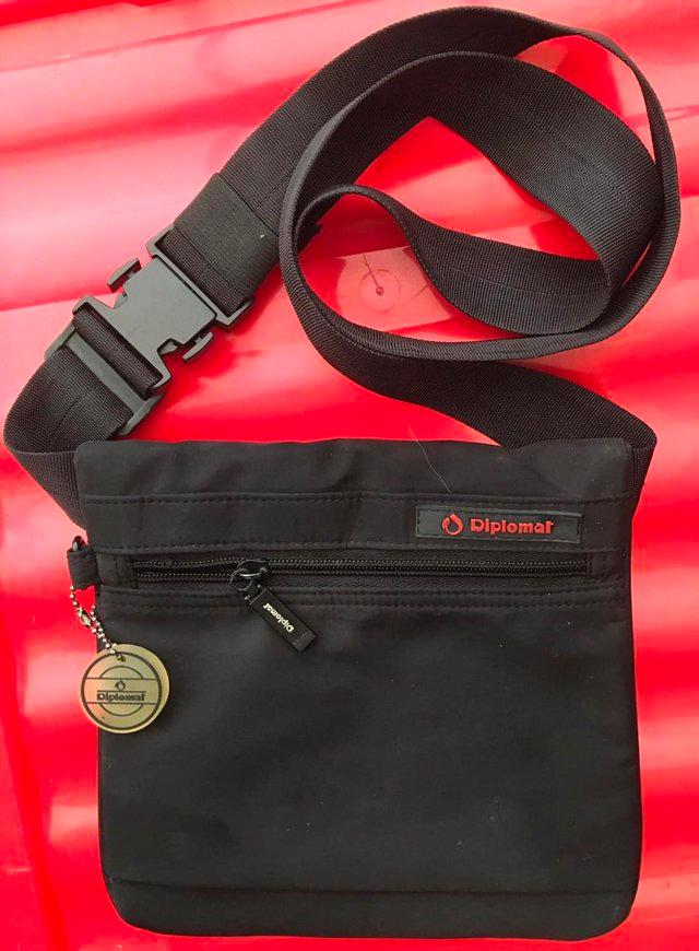 Preview of the first image of Diplomat Across Body Zipped Shoulder Bag Black Nylon.