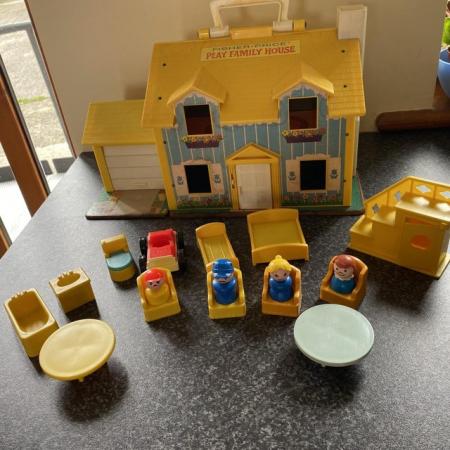 Image 2 of Vintage Fisher Price play Family House, furniture, figures
