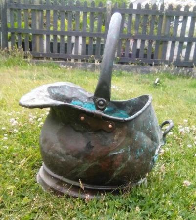 Image 2 of ANTIQUE COPPER COAL SCUTTLE (in my family for 100 years)