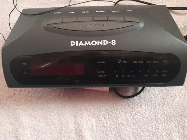 Preview of the first image of Diamond 8 Clock Radio. Mains Or 9v Battery.