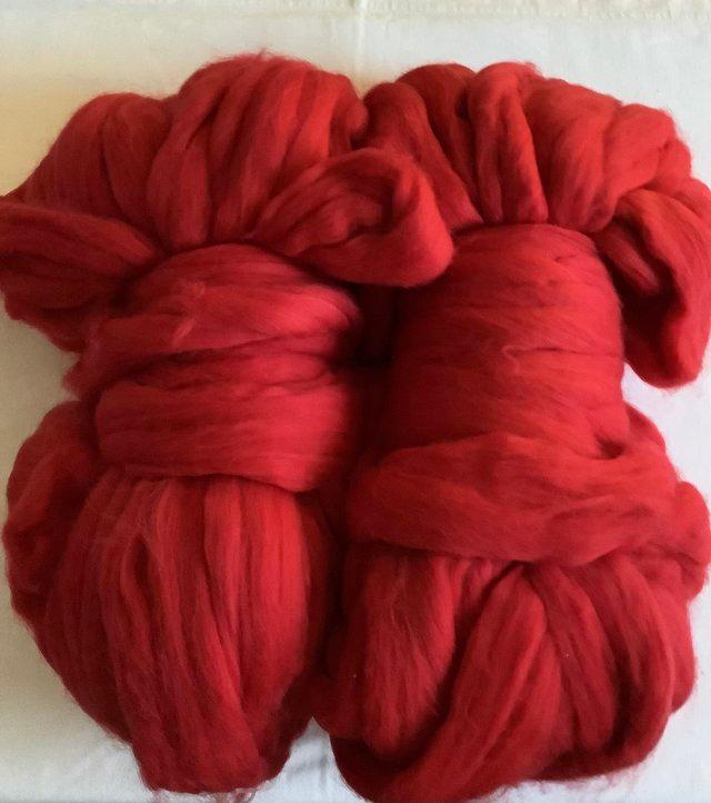 Preview of the first image of Red Merino Wool Tops, 1 kilo, For Creative Projects..