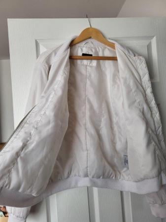 Image 3 of White Satin Feel Jacket With Silver Zippers