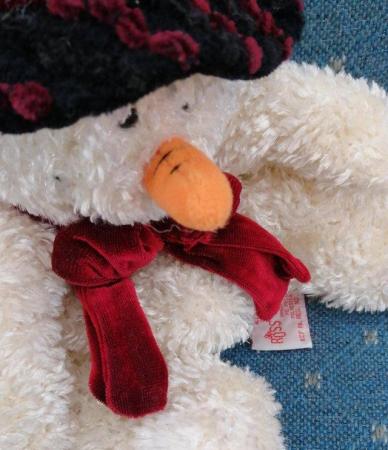 Image 18 of Freezy Snowman Soft Toy by Russ Berrie.  Length 12 Inches.