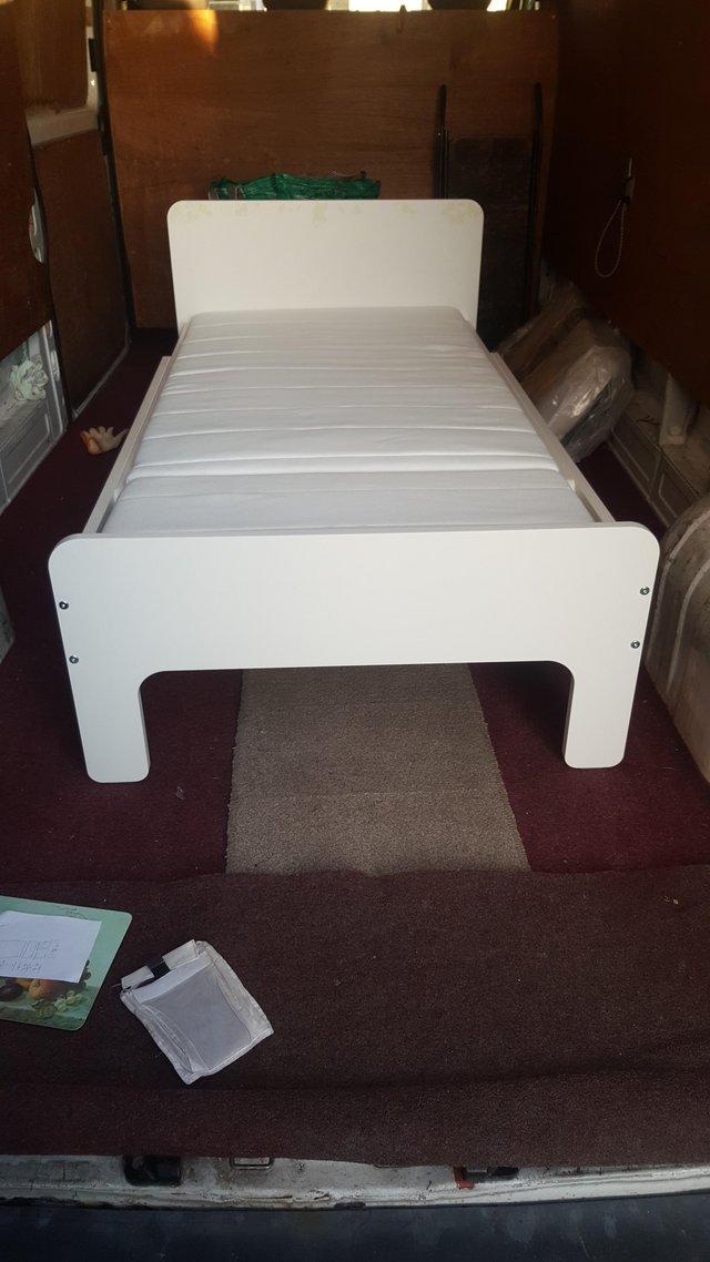 Preview of the first image of IKEA SLÄKT Ext bed frame with slatted bed base,white, 80x200.