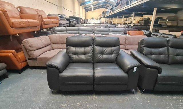 Image 5 of La-z-boy Sloane grey leather recliner 2x2 seater sofas
