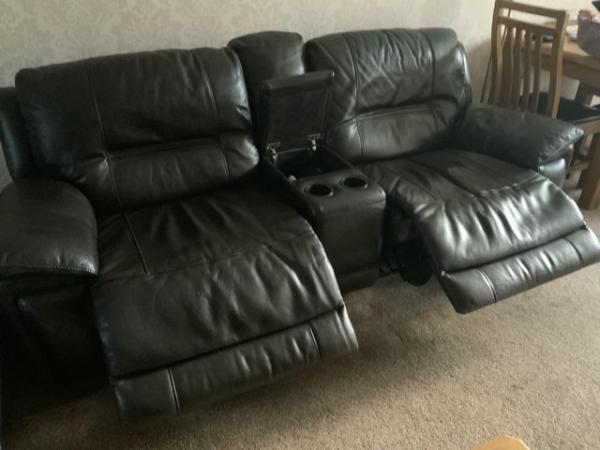 Image 5 of Harvey’s brown leather corner sofa with power recliners