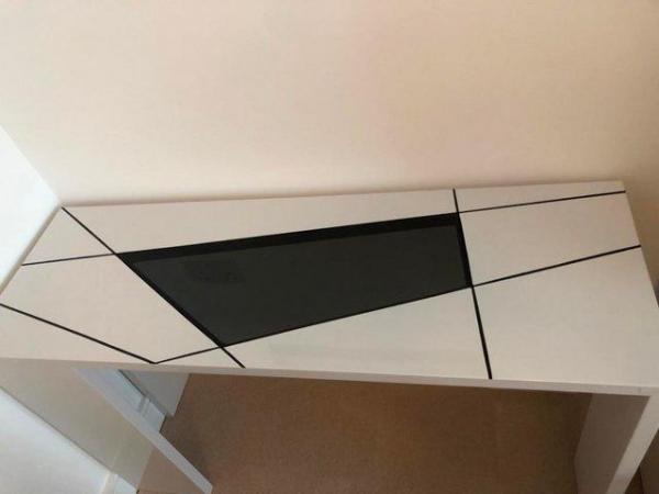 Image 2 of A Side/Console Table -White High Gloss with Black Glass