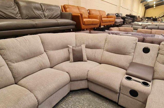 Image 2 of La-z-boy Nevada grey fabric standard corner sofa with Audio