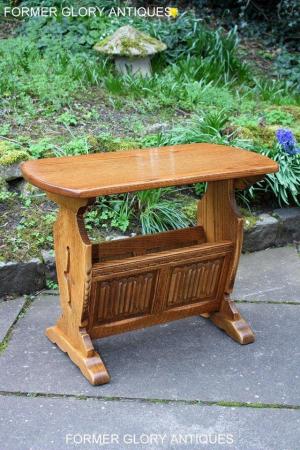 Image 27 of AN OLD CHARM VINTAGE OAK MAGAZINE RACK COFFEE LAMP TABLE