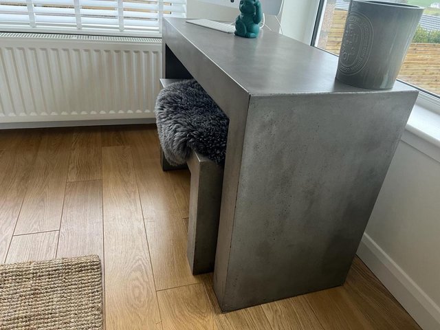 Preview of the first image of Grey solid concrete desk and matching stool for sale.