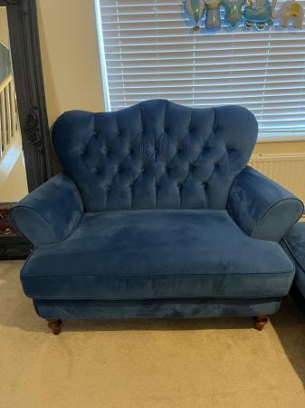 Image 3 of Beautiful Royal Blue Velvet Sofa