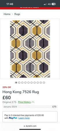 Image 2 of Rug - geometric design yellow and grey