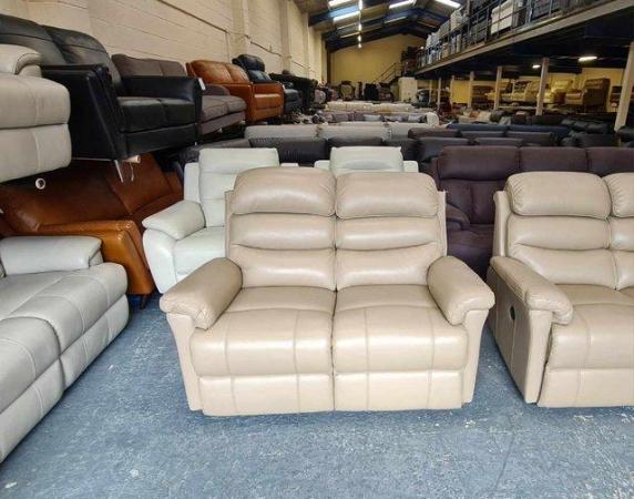 Image 2 of La-z-boy Tulsa cream leather electric 3+2 seater sofas