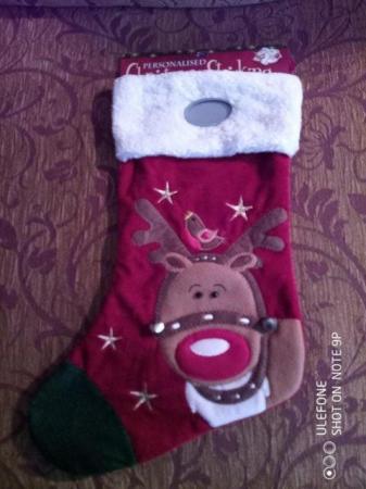 Image 2 of Reindeer Christmas Stocking, can be personalised with Connor
