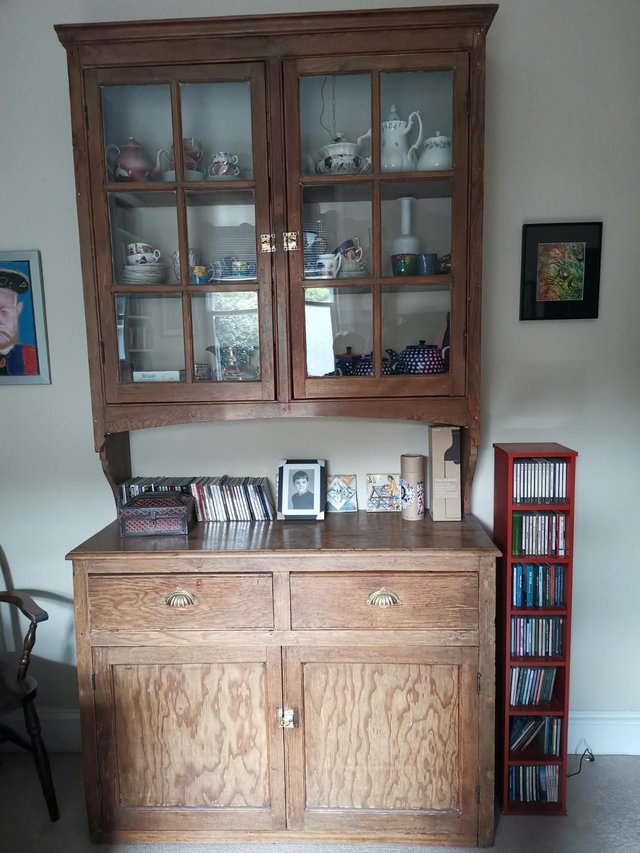 Preview of the first image of Antique Dresser with glass doors.