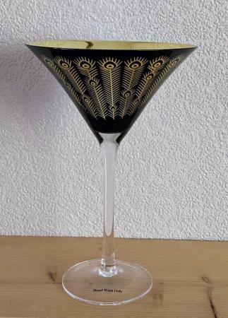 Image 1 of Single Midnight Peacock Cocktail Glass by Artland