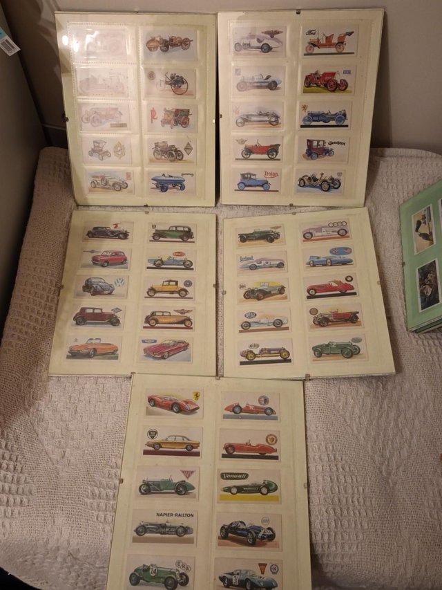 Preview of the first image of Cigarette Cards, Cars, Framed.