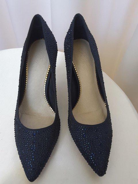 Preview of the first image of Classic navy crystal encrusted court shoe S5 New in Box.