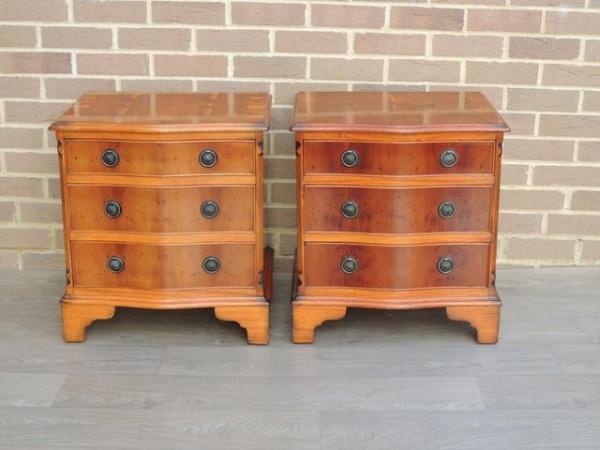 Image 5 of Pair of Burr Wood Bedside Chests (UK Delivery)
